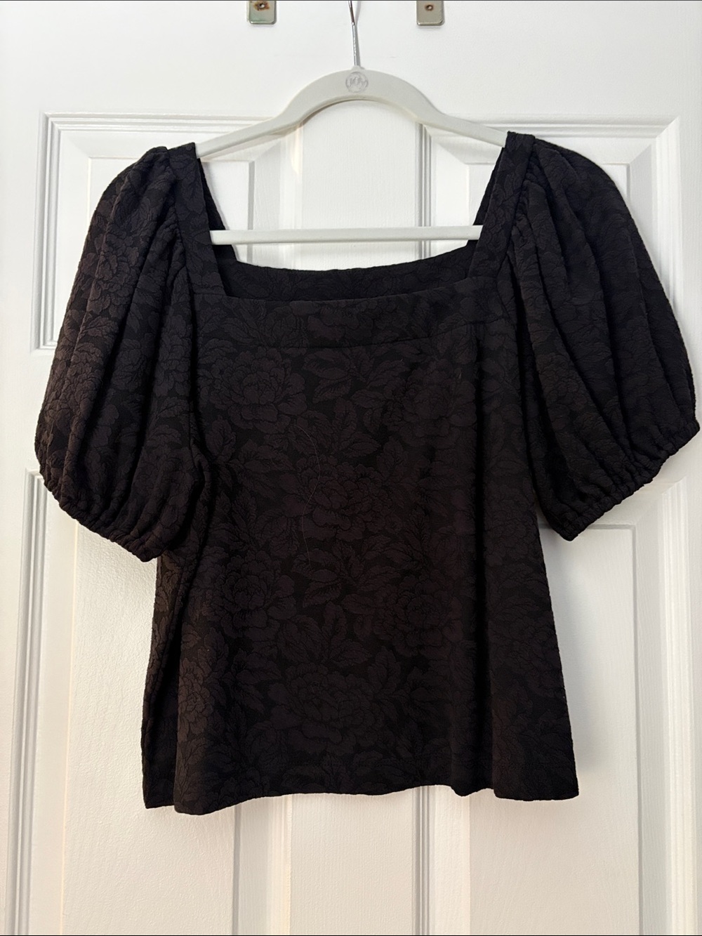 Black Puff Sleeve Square Neck Top